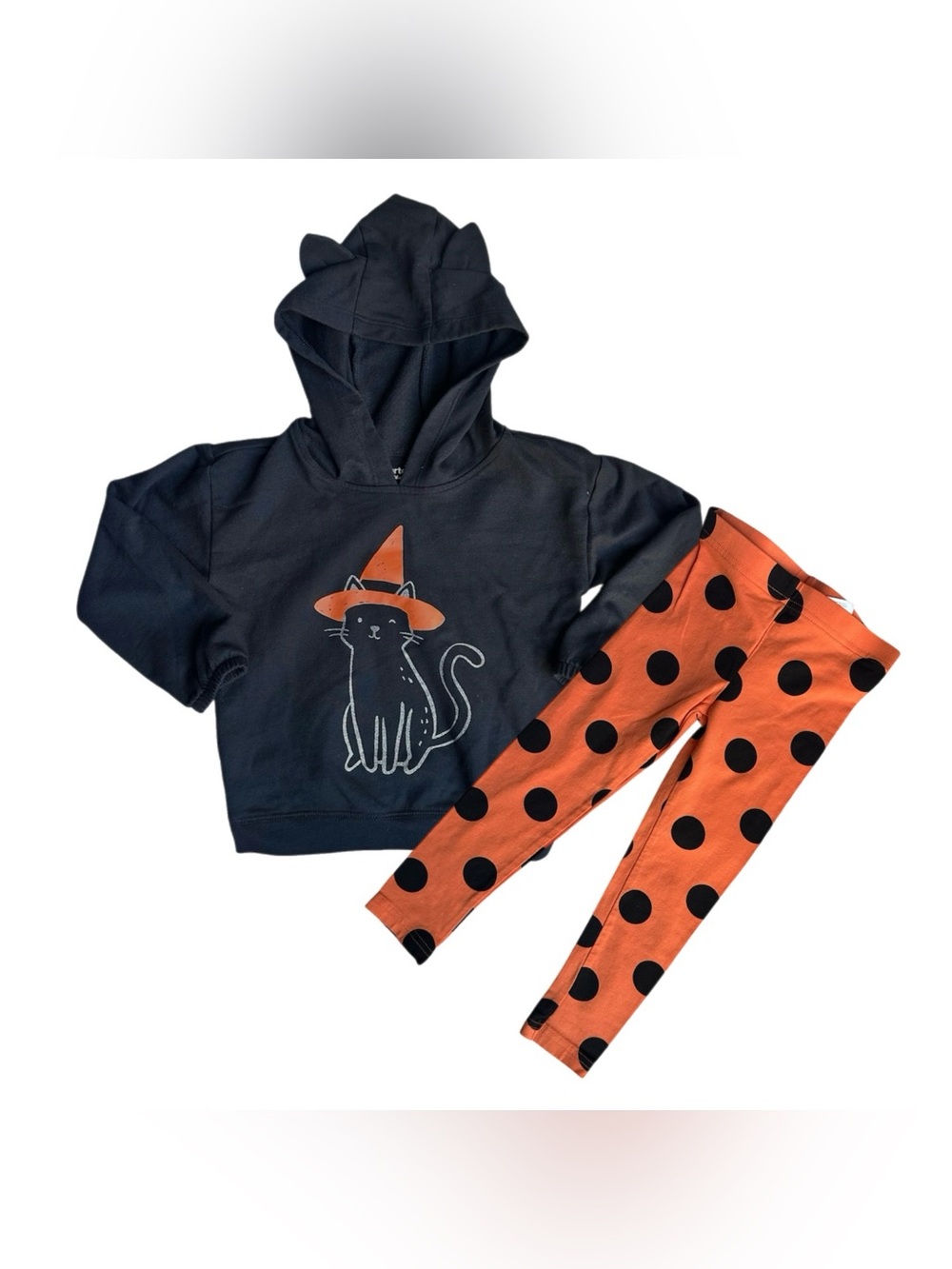 Carter's 4T Girls Halloween Cat Witch Hoodie with matching leggings set